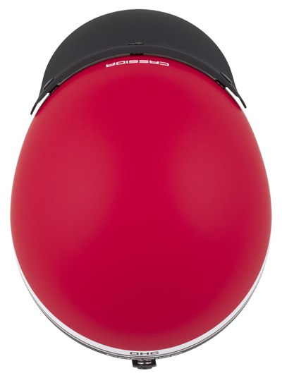 Helmeta moto CASSIDA Oxygen 2.0 Jawa OHC, vizor dielli, 1230 g, e kuqe matte e zezë dhe e bardhë