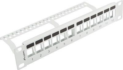 Patch panel Lanberg PPKS-9112-S, 1U 10\", 12 porta keystone, gri