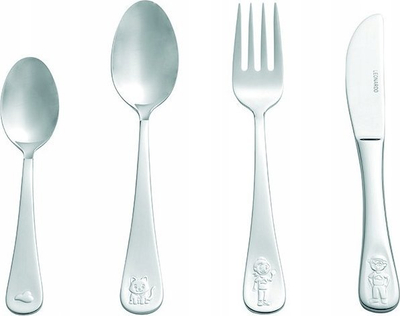 Set lugësh për fëmijë LEONARDO BAMBINI AVVENTURA, 4 copë, çelik inox, ngjyrë argjendi
