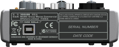Mikser audio Behringer XENYX 302USB, me USB, i vogël, i zi