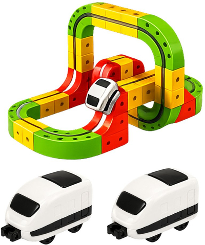 Lodër ndërtimi LeanToys Magnetic Track, tren elektrik, 67 pjesë, shumëngjyrëshe