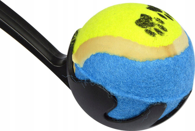 Lëshues topi për qen Emako, 48 cm, me top tenisi, i zi