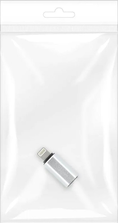 Adapter USB OEM Lightning (mashkull) në USB‑C (femër), metalik, argjendtë