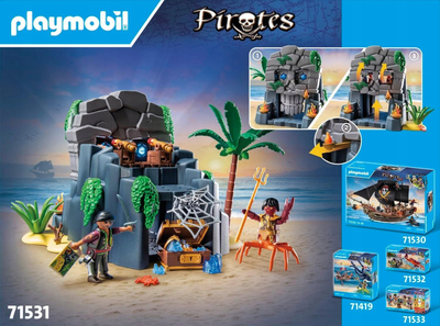 Lodër ndërtuese Playmobil Pirates 71531 Skull Island, set me piratë, 78 copa, shumëngjyrëshe