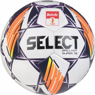 Top futbolli Select Brilliant Super TB Betclic 1 League V24, numri 5, FIFA Pro, i bardhë me portokalli edhe vjollcë