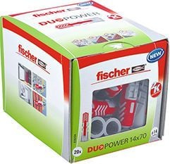 Tapë murale Fischer DuoPower 538254, 14x70 mm, set 20 copë, gri e kuqe