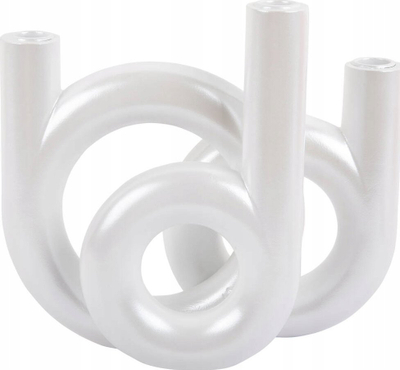 Qiri mbajtës Home Styling Collection RINGS, për 3 qirinj, dizajn rrethor, i bardhë