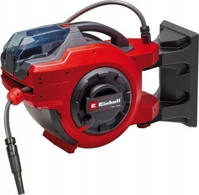 Bobinë uji pa kabull Einhell GE-HR 18/30 WH Li-Solo, për zorrë 30 m 1/2", montim në mur, e kuqe