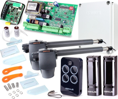 Set automatizimi porte GENIUS GBAT 300 KIT, për portë me dy krahë, deri 3 m