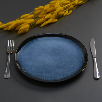 Set pjata të sheshta Heinner Serenity, 28 cm, qeramike, blu e zezë