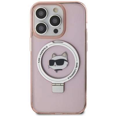 Futrollë telefoni Karl Lagerfeld KLHMP15XHMRSCHP për iPhone 15 Pro Max, me MagSafe, rozë