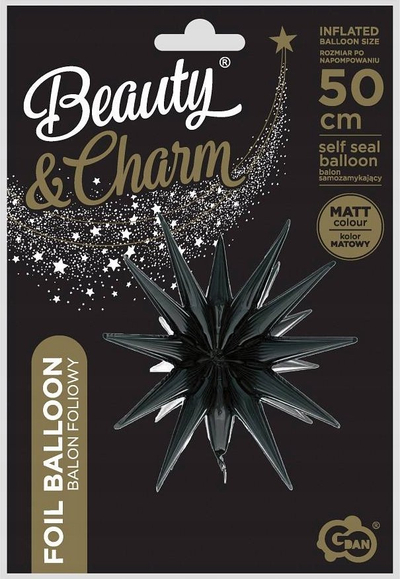 Balon folie Godan 3D Star, 50 cm, mat, e zezë
