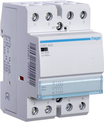 Kontaktor modular Hager ESD440, 40A, 4NO, 24V AC