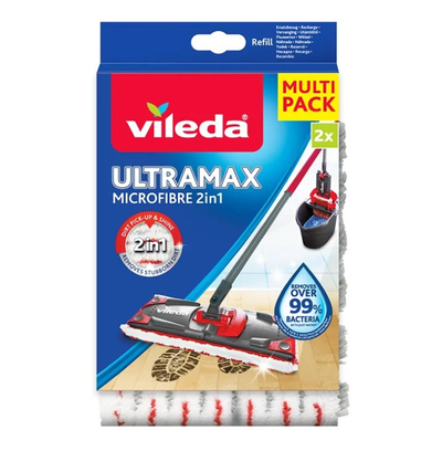 Refill mop Vileda Ultramax, mikrofibër, lavues deri 60°C, i bardhë