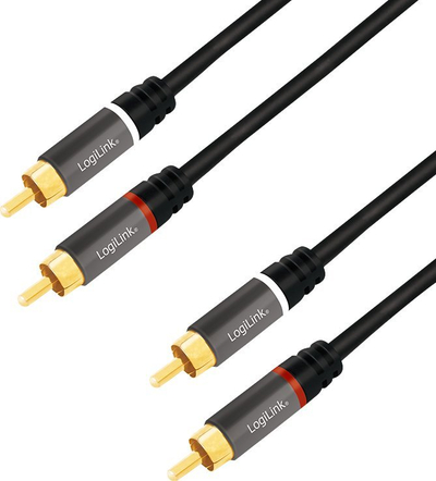 Kabllo audio LogiLink CA1206, 2 x RCA mashkull, 3 m, e zezë