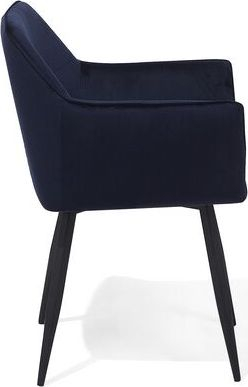 Set karrigesh ngrënieje Beliani Jasmin, kadife, me mbështetëse krahësh, blu e errët