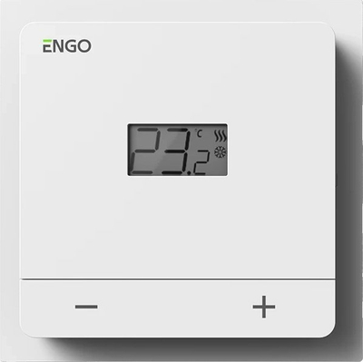 Kornizë termostati ENGO FRAME EASY E20 E25, 96 x 96 mm, plastike PC ABS, e bardhë
