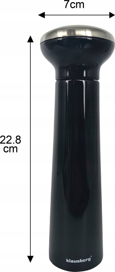 Set mullinjsh kripëje edhe piperi Klausberg KB 7705, 2 copa, qeramikë, bazë akacie, të zinj