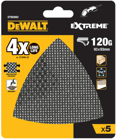 Fletë zmerile DeWalt Extreme Mesh Delta, 120g, set 5 copë, ngjyrë bezhë