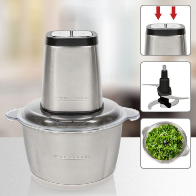 Електрична сечка ProfiCook PC MZ 1227, 1.7L, инокс, сива