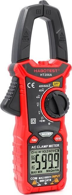 Matës universal me kapëse Habotest HT206A, True RMS, me ekran LCD, i kuq