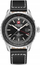 Ora dore Afterburn GMT, 44mm, çelik inox, rrip lëkure i zi