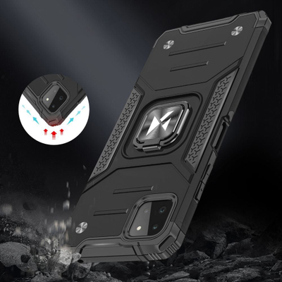 Kapak telefoni Wozinsky Ring Armor, Samsung Galaxy A22 4G, me unazë magnetike, i kuq