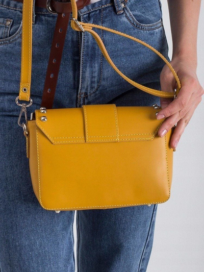 Çantë crossbody për goca Rovicky, lëkurë natyrale, me thumba, e verdhë