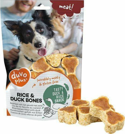 Shujta për qen Duvo+ Rice Bones me rosë, 140g, mish rose