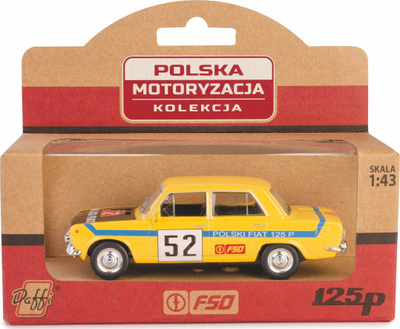 Maket makine Daffi Fiat 125p Rally, PRL Collection, shkallë 1:43, i verdhë