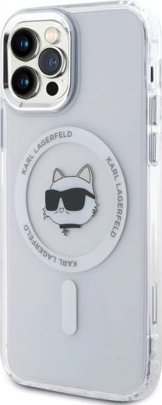 Këllëf Karl Lagerfeld IML Metal Choupette Head për iPhone 12 12 Pro, MagSafe, i bardhë