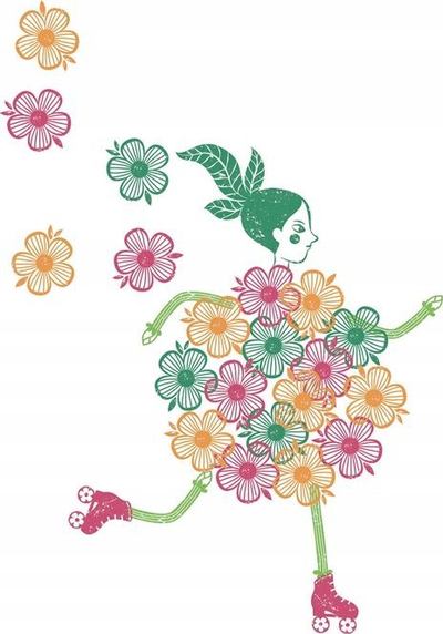 Set stampash kreativ për kalamaj Djeco Flower Girls, 16 fletë, 4 ngjyra boje, shumëngjyrësh