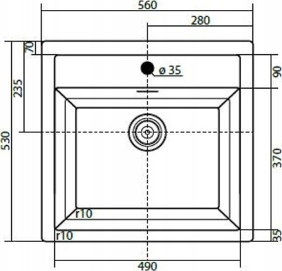 Lavaman i ndertumit Franke Sirius SID610, 56 cm, Tectonite, i zi