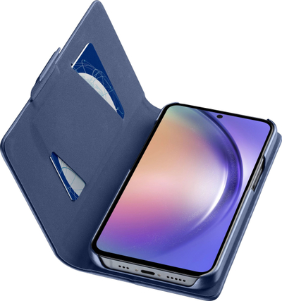 Kapak telefoni Cellularline Book Case Galaxy A55 5G, me kapak palosës, me xhepa për karta, blu