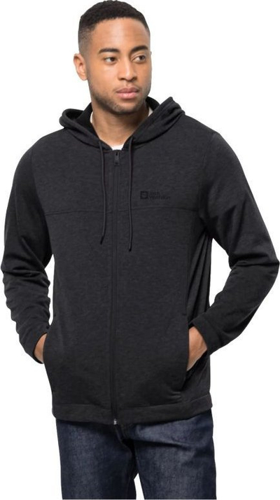 Xhup fleece për burra, me kapuç, me zinxhir për të gjithë gjatësinë, masa M, i zi