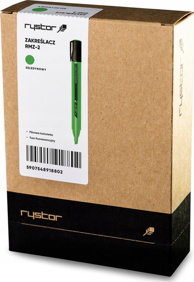Marker tekstnënvizues Rystor HIGHLIGHTER RMZ-2, majë e pjerrët, jeshile e hapur