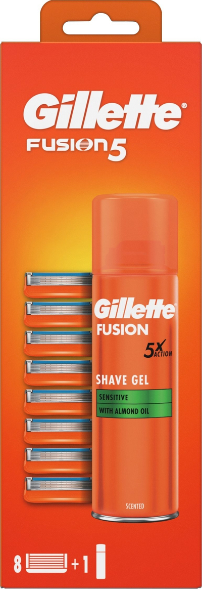 Set rroje Gillette Fusion, dorezë ergonomike, tehë Fusion, për meshkuj