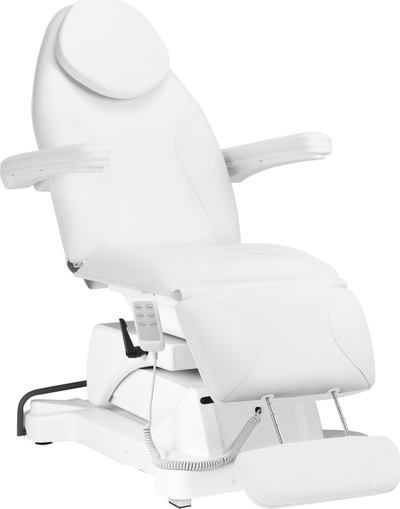 Karrige kozmetike elektrike Sillon Basic 3 Act Swivel, me telekomandë, rrotulluese, e bardhë