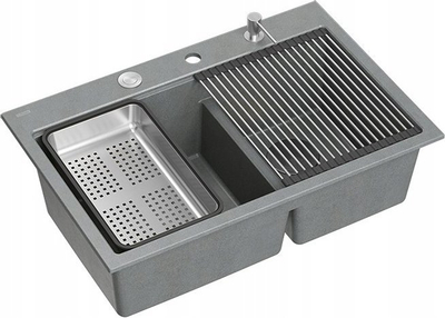 Lavaman kuzhine Quadron Marc 120, 2 vaska, 76x50x22cm, gri argjendtë