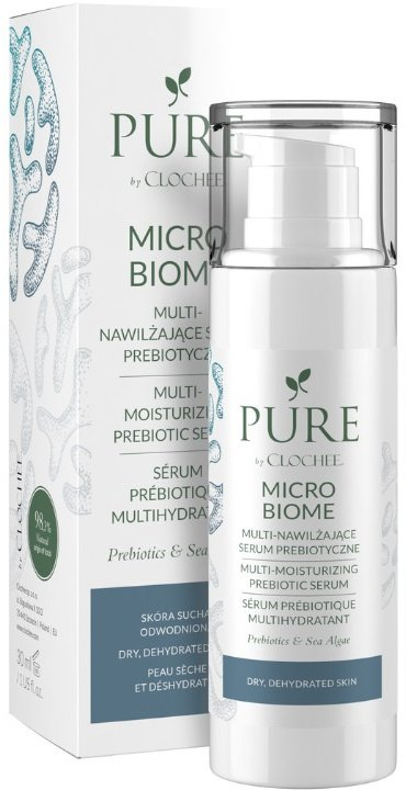 Serum fytyre Pure by Clochee Microbiome, prebiotik, shumë hidratues, 30ml