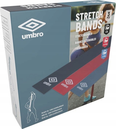 Shirita elastikë për ushtrime Umbro Stretching Bands, set 3 copë, multikolor