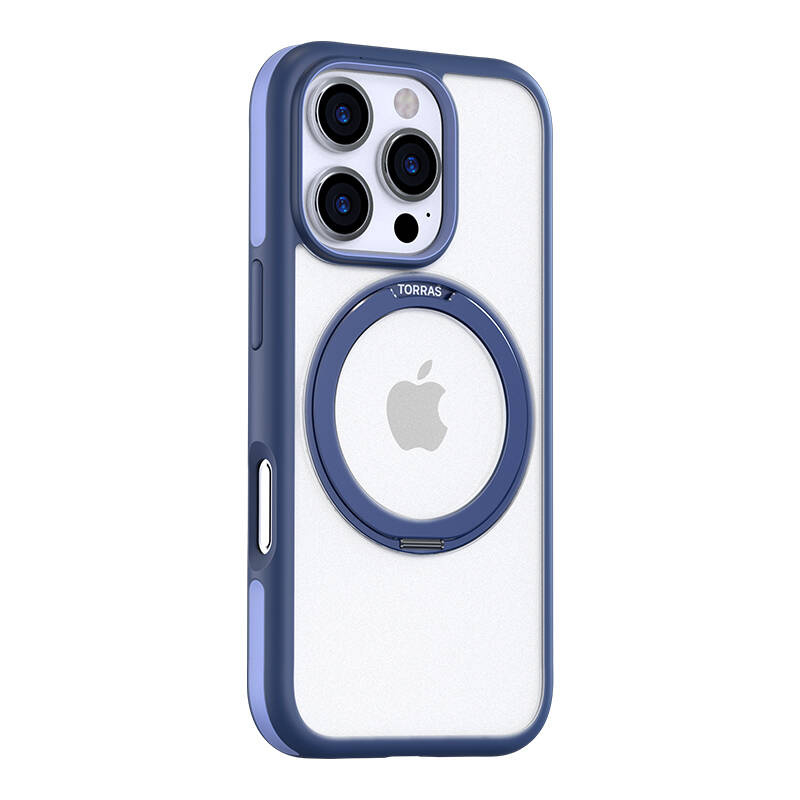 Mbulesë telefoni Torras Ostand R Fusion për iPhone 16 Pro, unazë stand, transparente, blu