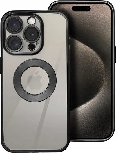 Kepëse telefoni OEM Glam për iPhone 16 Pro, transparente, me magnet, e zezë
