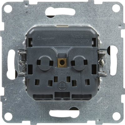 Prizë murale Legrand SUNO SCHUKO 2P+E, 16A 250V, me shutter, e zezë