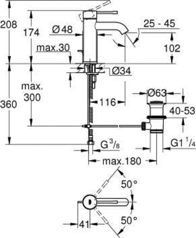 Rubinet Grohe Essence, 116 mm