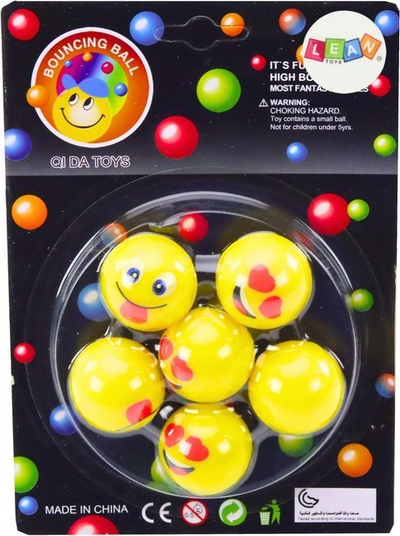 Set toptha gome Emoji, 6 copë, të verdhë