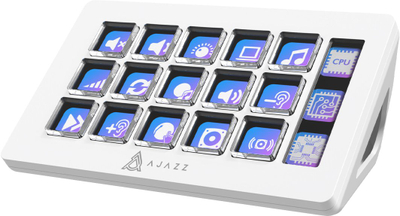 Kontroller streaming Ajazz AKP153E, 15 taste LCD, USB Type C, i bardhë