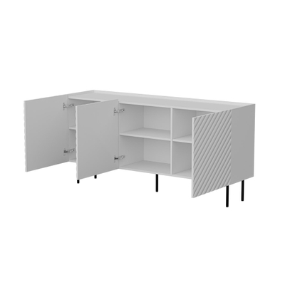 Komodë Sideboard LUCCA 3D, 165x40x80 cm, dizajn modern, e bardhë