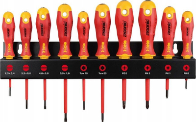 Set kaçavidash Felo Ergonic VDE XL, 10 copë, SL PH PZ TORX, me raft