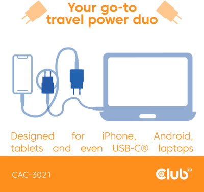 Karikues USB C Club3D Lifestyle, 30W, set 2 copë, rozë